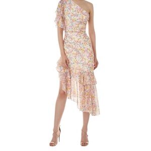 AMUR Clayton Floral One-Shoulder Dress